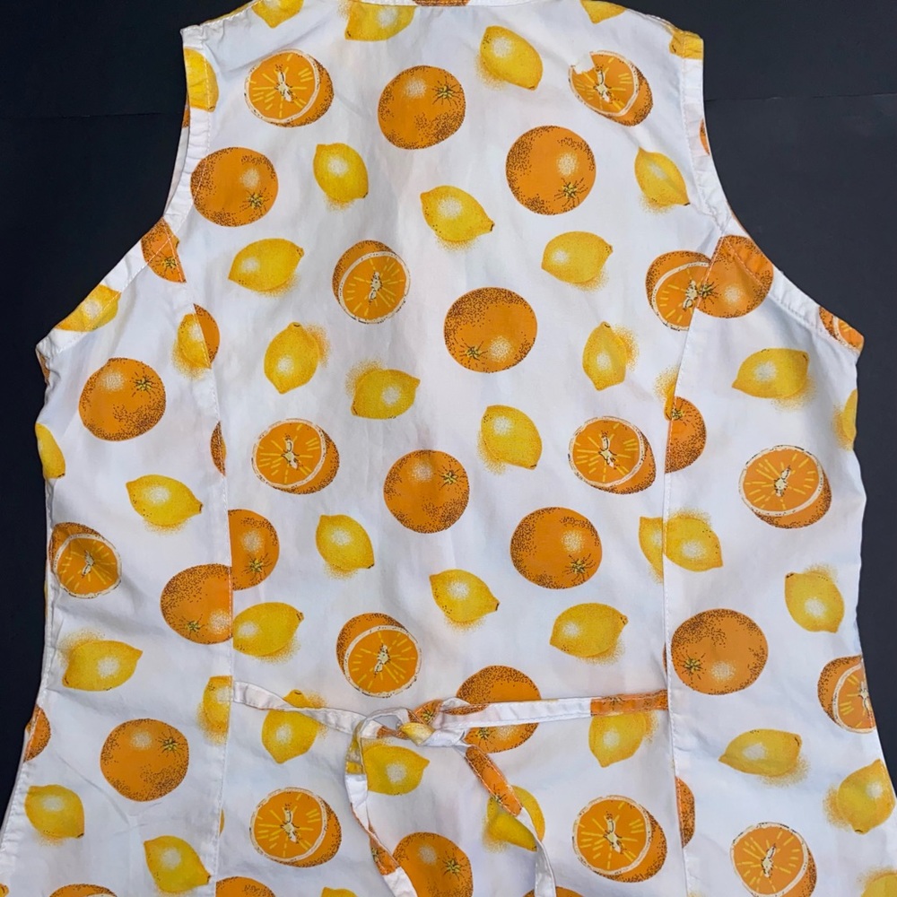 VTG HARK SHIRT CITRUS FRUIT SLEEVELESS COTTON VINTAGE WHITE ORANGE YELLOW XS - Picture 4 of 5